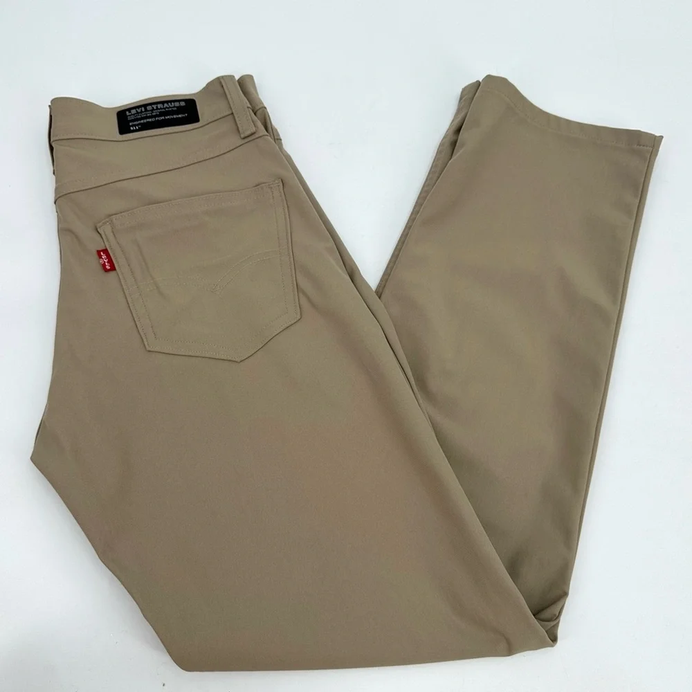 Levi's 511 Slim Tech Pants Mens 29x30 Tan Stretch Quick Dry Stretch UPF 50+ Work